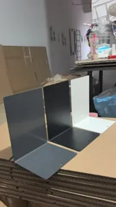 Metal bookends for desktop organization, L-shaped heavy duty book stand holder in multi colors.