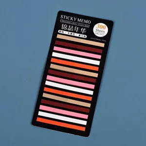 Detail view of Morandi color PET sticky memo index tabs, transparent and fine design.
