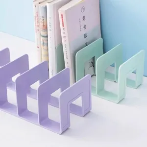 Transparent Acrylic Desktop Bookends 4-Slot Book Organizer Storage Rack For Office School Home Study