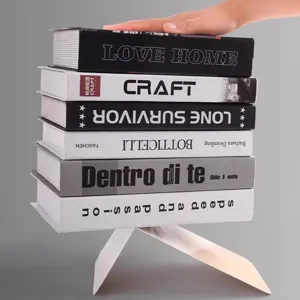Decorative bookends with modern stacked books for desktop organization and home decor.