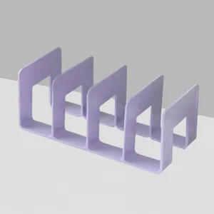 Acrylic Bookend Lilac Purple 4-Slot Desktop Book Organizer Storage Shelf Stand