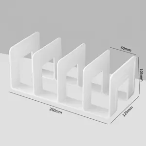 Cream White 4-Slot Acrylic Book Organizer Desktop Bookend Storage Rack Holder Stand