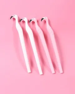 simpatiche penne gel fenicottero set da quattro, cancelleria cartone animato rosa per scuola ufficio.