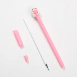 Leuke cartoon konijn roze gelpen set met vulling en dop voor dagelijkse studie van studenten.