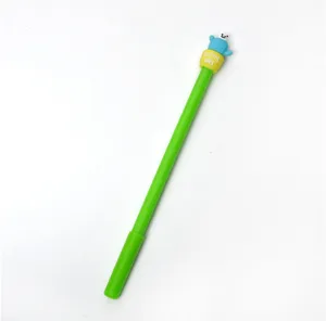 Cute cactus gel pen with cartoon animal topper green body school office stationery supply