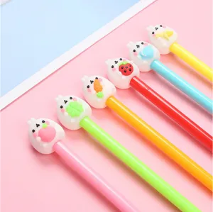 Leuke cartoon konijn gel pen met fruit bedels, 0,5 mm zwarte inkt voor studenten en school.