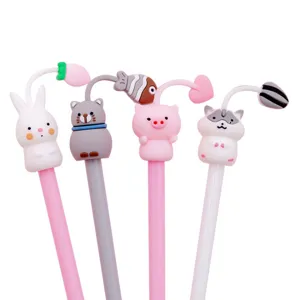 Cute cartoon animal gel pen set black ink smooth writing kawaii stationery for students school