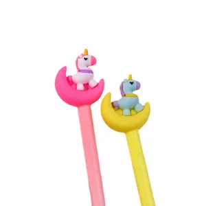 Bonito Set de Dos Bolígrafos Gel Unicornio Luna Papelería Regalo para Estudiantes