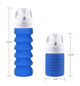 Collapsible silicone water bottle outdoor sports portable travel drinking cup 25cm 15cm