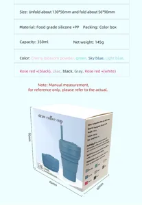 Gobelet à café pliable en silicone avec paille pour voyage en plein air et sport, portable.