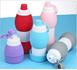 Πτυσσόμενο μπουκάλι νερού σιλικόνης 600ml φορητό αθλητικό παγούρι για ταξίδια υπαίθρου