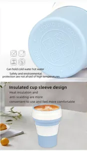 Tasse à café pliable en silicone portable 350ml voyage extérieur tasse isolée avec étui