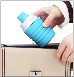 Collapsible silicone water bottle, portable telescopic travel cup for outdoor sports daily use.