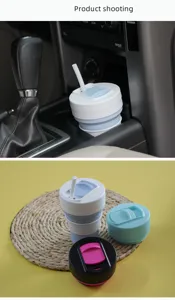 Gobelet pliable en silicone avec paille pour voyage et sport en plein air, gourde.