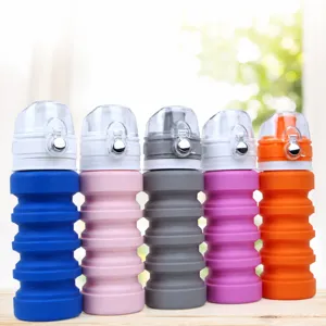Collapsible Silicone Water Bottle Portable Telescopic Travel Water Cup Outdoor Sport Drinkware With Leakproof Lid