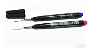 Detail shot of long nib marker, deep hole waterproof marker with dual color ink for woodworking.