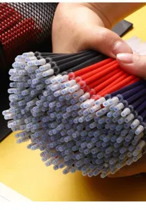 Close-up shot of colorful gel pen refills, fine point 0.5mm bulk wholesale stationery.