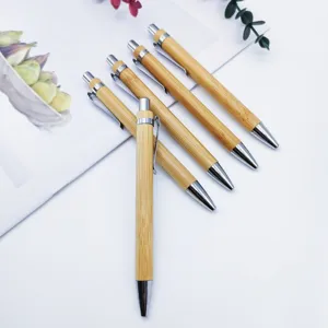 Natürliche Bambus Kugelschreiber Set, Druckstil Holz Signierstifte für Büro und Schule.