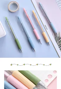 Colorful retractable gel pens set, cute pastel student stationery, smooth writing pens.