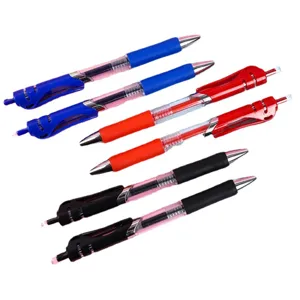 Retractable gel pens set 0.5mm fine point quick dry black blue red stationery school supplies