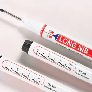 Deep hole marker pen with ruler scale, waterproof woodworking marker for precise measurements.