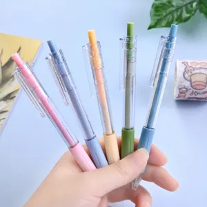 Retractable Gel Pen Fine Point Smooth Writing Plastic Transparent Barrel Cute Stationery For School Office