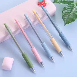 Cute retractable gel pens set of 5 colorful transparent barrel student stationery writing supplies