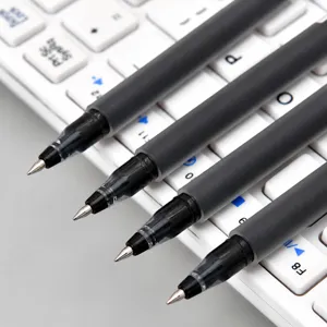 Set of 4 transparent black gel pens with 0.5mm fine tip for smooth writing and office use.