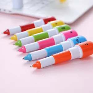 Bolígrafos de cápsula mini coloridos lindos smiley cara bolígrafos telescópicos papelería regalos