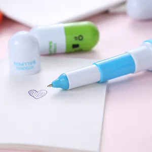 Mini bolígrafo de cápsula lindo con diseño telescópico, regalo de papelería para estudiantes.