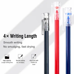 Large capacity gel pen set with 4x writing length, smooth writing and quick drying ink.