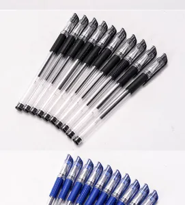 Clear transparent gel pens 0.5mm black blue ink smooth writing school stationery set of pens
