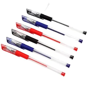 Set of 6 clear gel pens 0.5mm black blue red ink smooth writing student stationery supplies