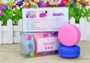 Siliconen macaron reis opbergdoos set, draagbare mini houder voor crème pillen en sieraden.