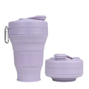 Zusammenklappbare Silikon Reise Trinkflasche, tragbarer Outdoor Teleskopbecher.