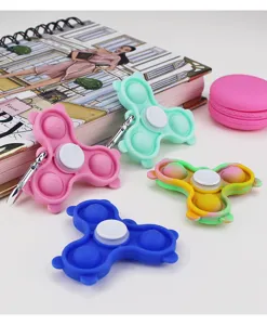 Silicone push bubble fidget spinner decompression toy keychain stress relief sensory toy