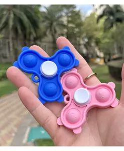 Silicone push pop bubble fidget spinner toy keychain stress relief sensory toy cute bear.