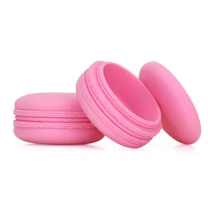 Roze siliconen reis opbergdoos macaron container draagbare mini sieraden etui houder.