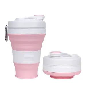 Portable silicone collapsible coffee cup, travel folding telescopic water cup for outdoor.