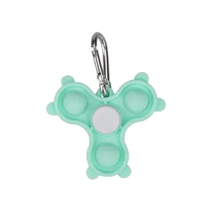 Mint green silicone push pop bubble fidget spinner toy keychain for stress relief anxiety.