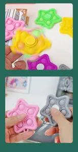 Stella silicone fidget spinner push pop bolla giocattolo con portachiavi antistress