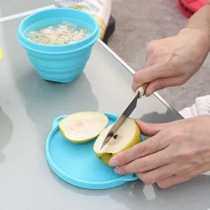 Portable collapsible silicone bowl and mat set for outdoor camping, travel, and daily kitchen use.
