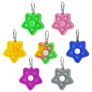 Colorato stella silicone push pop bolla fidget giocattolo con portachiavi antistress divertente
