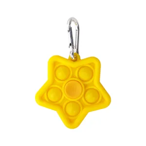 Portachiavi giocattolo sensoriale bolle push pop silicone stella gialla antistress fidget