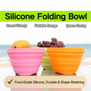 Portable Silicone Folding Bowl Retractable Travel Bento Bowl Outdoor Camping Picnic Food Container Kitchen Tableware