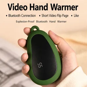 Portable USB Rechargeable Electronic Hand Warmer Bluetooth Video Turning Digital Display Winter Warming Device