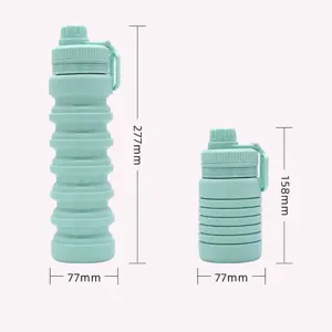 Bouteille d'eau pliable en silicone 750ml extérieure portable voyage gourde telescopique