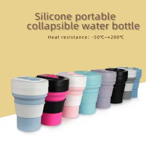 Bouteille d'eau pliable portable en silicone pour voyage sport extérieur tasse pliante