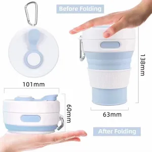 Klappbarer Silikon Kaffebecher tragbare Reise Wasserflasche mit Karabiner und Deckel