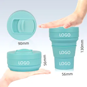 Portable collapsible silicone water cup travel outdoor telescopic coffee cup with lid